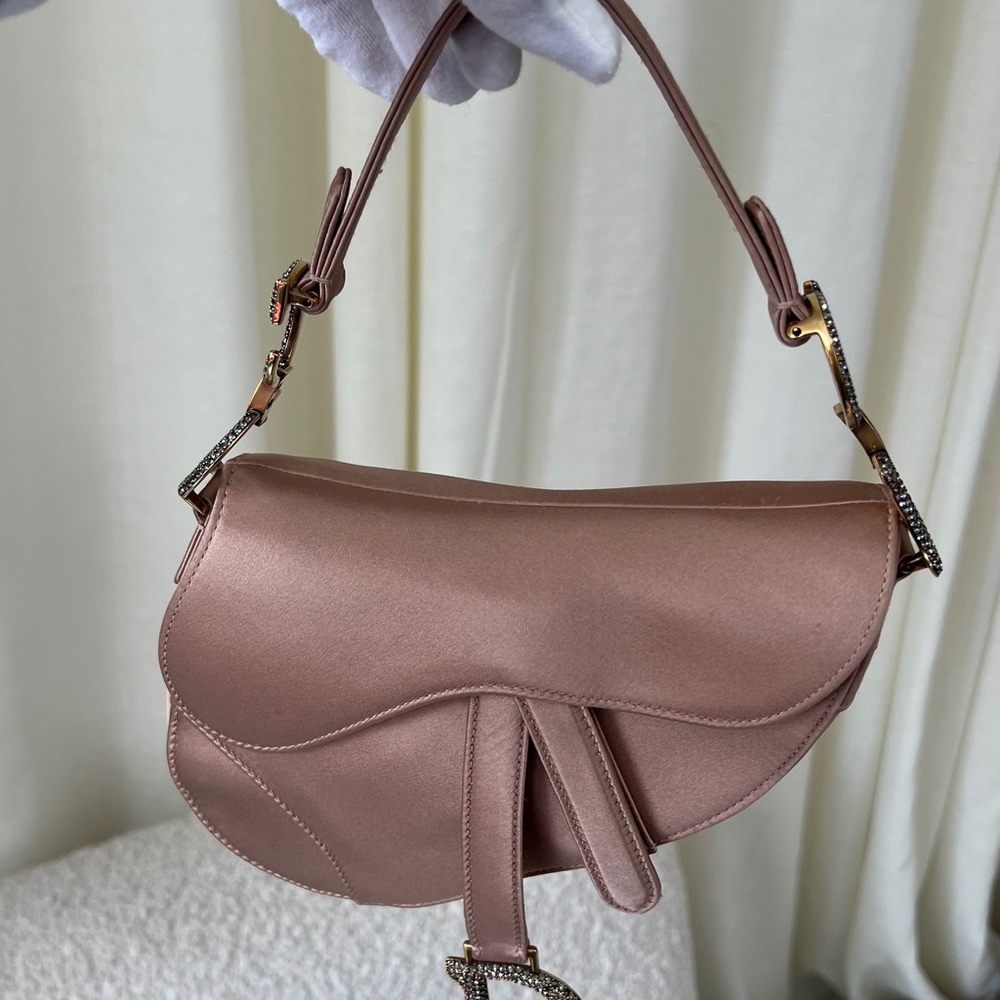 Christian Dior Satin Crystal Mini Saddle Bag
Powder Beige - Picture 11 of 14